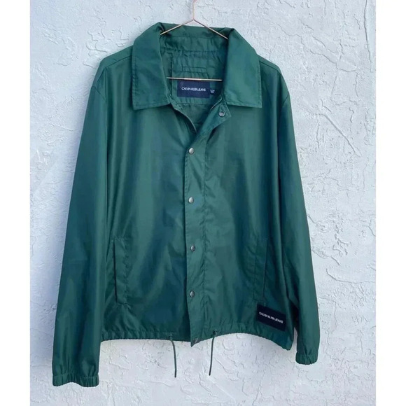 Calvin Klein Mens Long Sleeve Button Down Full Zip June Monogram Jacket Green XL - Picture 1 of 12
